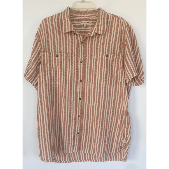 Toad&Co Other - Toad&Co Mens XL Short Sleeve Button Down Shirt Red White Striped Cotton Blend